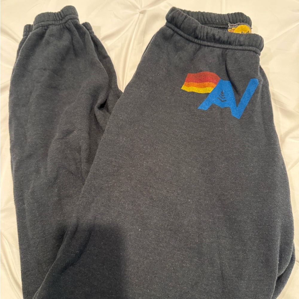 Aviator Nation Charcoal Joggers with Rainbow Logo